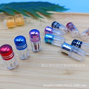 Flacon capsule en acrylique transparent de 13 mm de diamètre avec bouchon métallique coloré pour emballage médical et cosmétique - Product Image 4