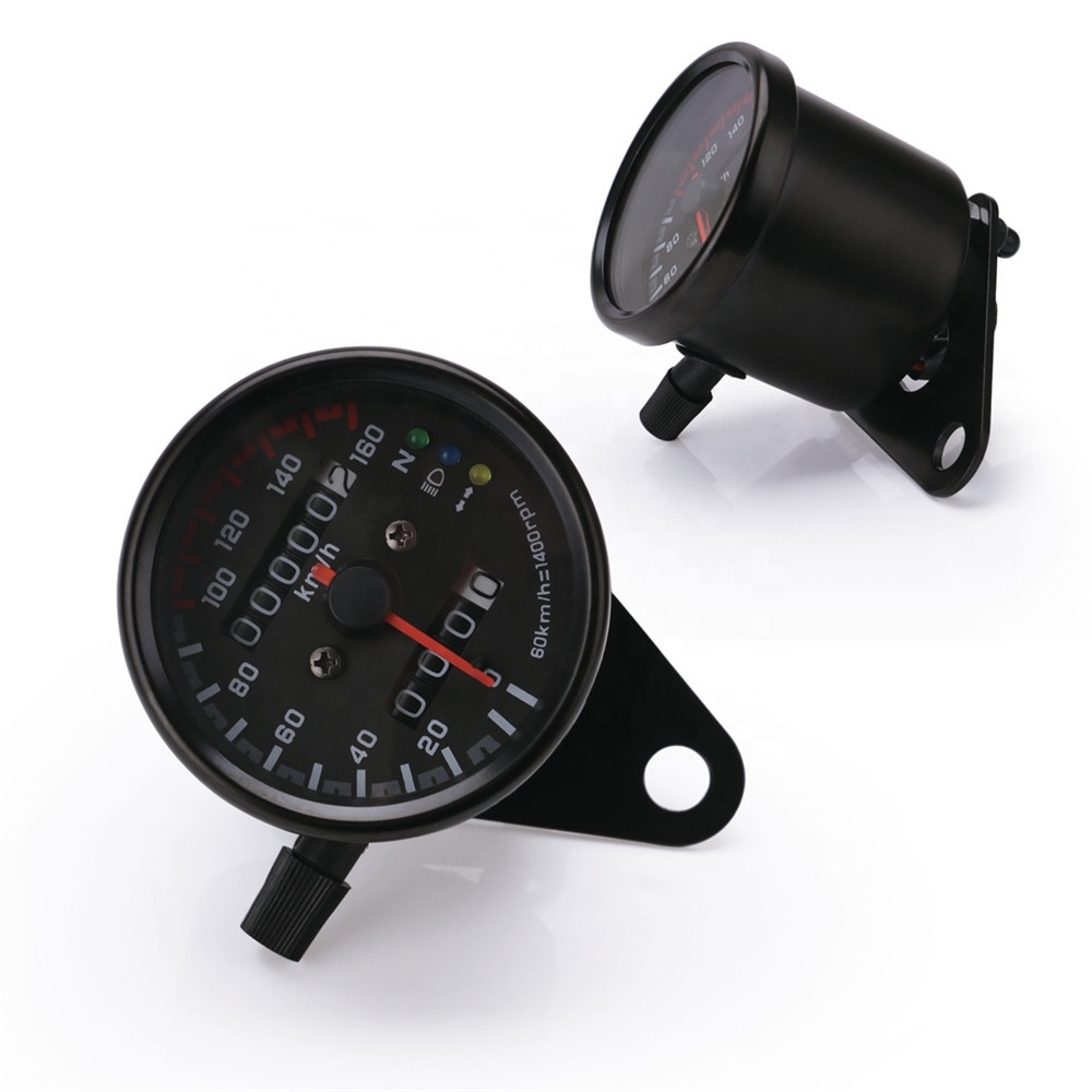 Universal 12V Black Motorcycle Dual Speed Meter Motorcycle Speedometer Odometer with LED Indicators