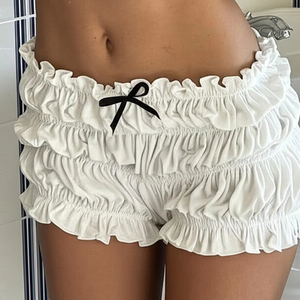 Z-4294 Short décontracté pour femme, style jeune, à petits carreaux, multi-couches, sexy, avec nœuds, coupe gâteau, pour l'été - Product Image 1