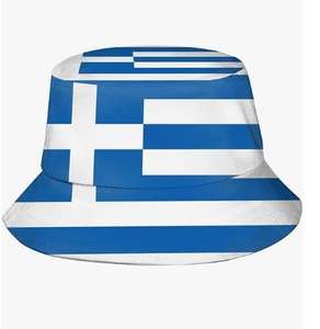 Grèce Drapeau Seau Chapeau Mode Soleil Cap Packable Pêcheur Chapeau pour Femmes Hommes Été <span class=keywords><strong>Voyage</strong></span> Chapeau - Product Image 1