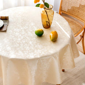 European Style Round Pu <b>Tablecloth</b> Printed Plants And Flowers <b>Waterproof</b> Banquet Use Household Cover Cloth - Product Image 2