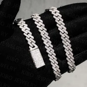 8mm 10mm 925 Sterling Silver Iced Out Moissanite Cuban Link Chain For Men Women Hip Hop Jewelry