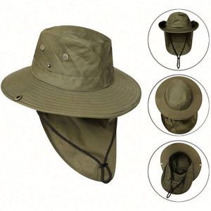 Chapeau de pêche en gros pour l'extérieur avec protection solaire pour le cou, chapeau de safari à large bord pour hommes, chapeau bob de randonnée avec cordon - Product Image 3