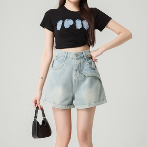 Shorts en jean <span class=keywords><strong>taille</strong></span> haute sexy pour <span class=keywords><strong>femme</strong></span>, nouvelle collection été 2026, coupe droite longue, style A-line, pour un look tendance - Product Image 3