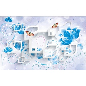 Papier peint panoramique 3D motif lys, <span class=keywords><strong>tapisserie</strong></span> sur mesure <span class=keywords><strong>pour</strong></span> salon - Product Image 6