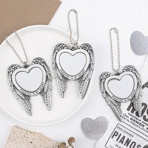 Adornos de suspensión de coche en blanco con forma de corazón de ala de Ángel de aleación de Zinc pintada en plata, regalo personalizado para siempre, diseño de mi corazón - Product Image 6