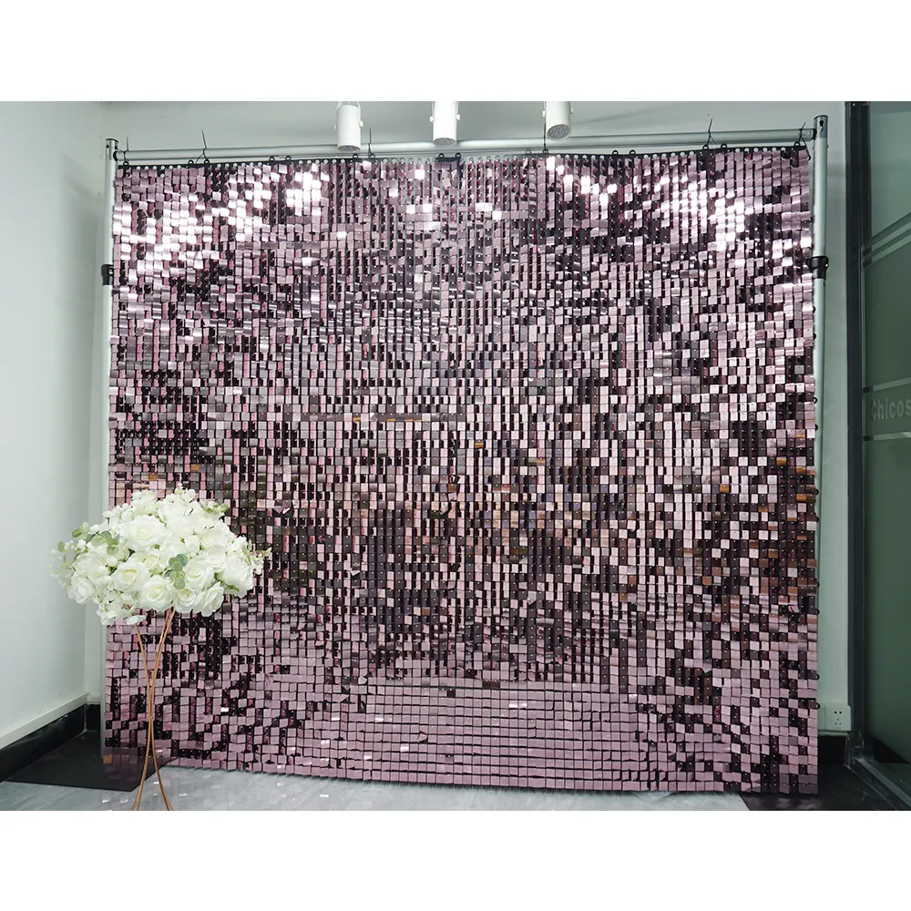 Customized sequin wall pink panels high quality shimmer wall backdrop wedding decorations sequins backdrop