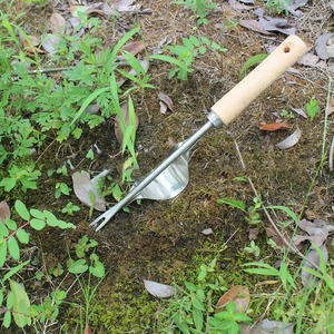 Désherbeur manuel en forme de V, fourche à main en acier inoxydable avec manche en bois, outil de jardinage pour enlever les mauvaises herbes, déracineur d'herbe, ameublisseur de sol - Product Image 5