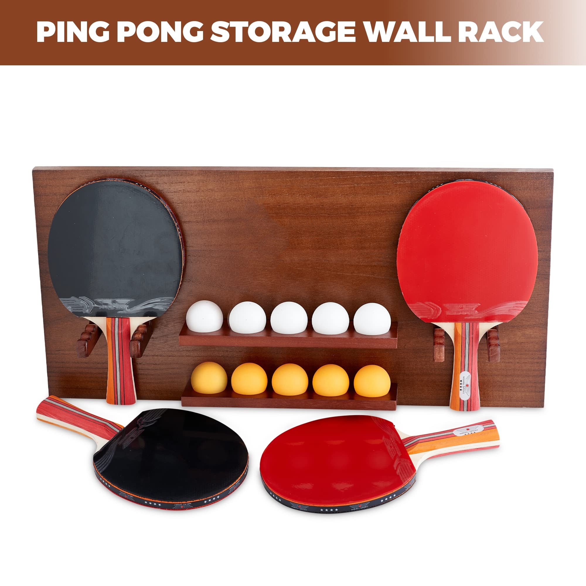 Ping Pong Paddle Houder, Wandmontage Houten Tafeltennis Racket Display