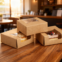 Vente d'usine - Boîtes à emporter pour gâteaux, pâtisseries et desserts en papier kraft écologiques avec fenêtre, personnalisables avec logo