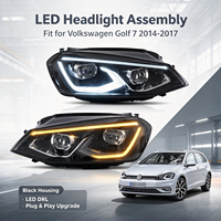 Phare LED DRL double U pour VW Golf 7 MK7 2014-2017, clignotant séquentiel, projecteur avant, mise à niveau pour modèles halogènes
