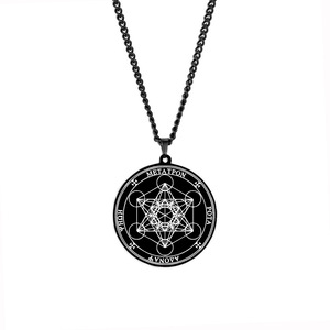 Collier pour homme en acier inoxydable avec sceau de la vie de l'archange Mélatron, ange de Salomon, amulette de la Kabbale, bijoux viking - Product Image 3