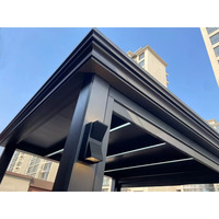 Pergola complète de luxe motorisée avec télécommande, en aluminium, toit à lames orientables, imperméable, pare-soleil durable