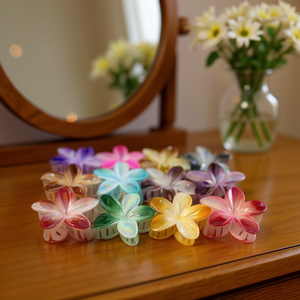 Fermaglio per capelli a forma di fiore di frangipani bicolore elettroplaccato da 8 cm - Product Image 3