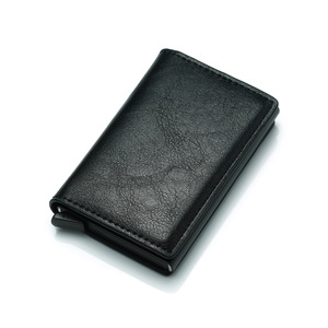 Rfid Blocking Function Pu Leather Automatic Pop Up Credit Card Holder Wallet With Metal Card Box