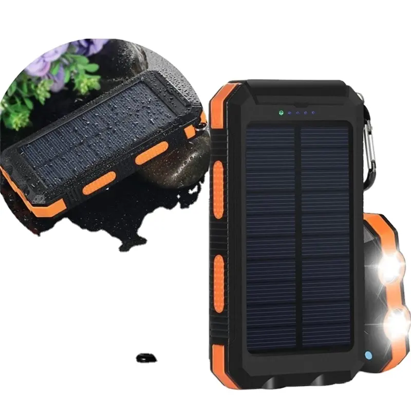 Solar Power Bank Waterproof 20000mah Solar Charger Mini Power Bank 20W Universal Solar Usb Plug for Universal Smart Phone ABS