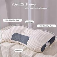 Oreiller cervical orthopédique moderne personnalisé en tricot doux 200TC à motif géométrique, rafraîchissant, profilé, à zonage scientifique, anti-bactérien