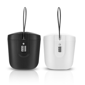 Boîte de rangement de voyage en plastique ABS, serrure à combinaison réinitialisable, rangement portable pour utilisation sur la plage, noir et blanc - Product Image 1
