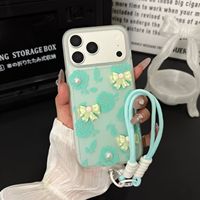 Nouvelle texture de peau 2026, coque de téléphone 2-en-1 en dentelle et perles couleur thé au lait avec bracelet intégré