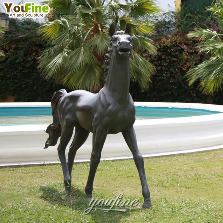 รูปปั้นม้าสีบรอนซ์สไตล์วินเทจตกแต่งบ้านขนาดเท่าม้าในสวนกลางแจ้งกำหนดขนาดได้เอง