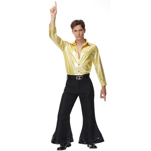 Traje de discoteca para adultos al por mayor, traje para hombre Retro dorado de los años 70, disfraz de Cosplay, disfraz de Halloween para hombre - Product Image 5