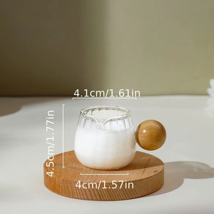 Pichet à lait <span class=keywords><strong>mini</strong></span> en verre borosilicate côtelé résistant à la chaleur, tendance et de qualité supérieure, avec poignée en bois, pour l'art du café expresso - Product Image 4