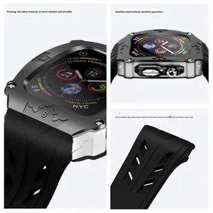 Boîtier de Modification de luxe bracelet de montre intégré pour <span class=keywords><strong>Apple</strong></span> <span class=keywords><strong>Watch</strong></span> 44mm 45mm série 9 <span class=keywords><strong>8</strong></span> 7 étui de protection en métal pare-chocs - Product Image 4