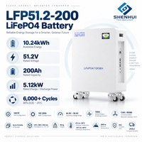 Batterie solaire LiFePO4 51,2 V 200 Ah, batterie au lithium pour système de stockage d'énergie résidentiel et alimentation de secours