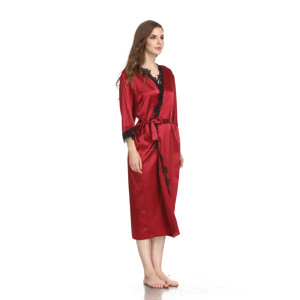 Kimono Lungo da <span class=keywords><strong>Sposa</strong></span> <span class=keywords><strong>e</strong></span> Damigella in Pizzo <span class=keywords><strong>e</strong></span> Raso di Seta, Taglie Forti, Lussuoso, Sexy, per Donna - Product Image 4