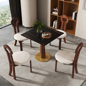 Voxhome Drop Shipping Modern Sintered Stone Square Dining Room Furniture <strong>4</strong> <strong>Seater</strong> <strong>Bistro</strong> Coffee Shop Dining Table Chairs <strong>Set</strong> - Product Image 4