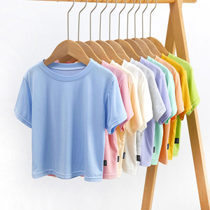 T-shirt à manches courtes pour enfants 2022, impression de logo personnalisée, coton Monel uni, t-shirts pour bébés filles et garçons - Product Image 1