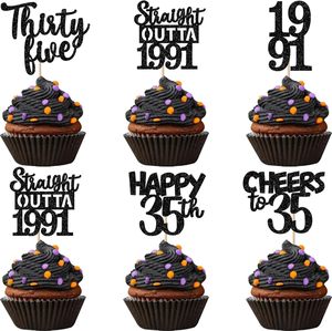Décorations de gâteau Joyeux <span class=keywords><strong>Anniversaire</strong></span> pour 30e et 50e Anniversaires et Anniversaires de Mariage - Décorations de Fête avec Textes et Slogans Imprimés Joyeux 30e <span class=keywords><strong>Anniversaire</strong></span> Straight Outta - Product Image 6