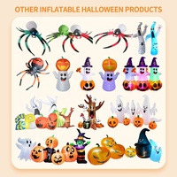 Cabeza de calavera inflable de Halloween, perro esqueleto inflable, luces LED incorporadas, juguete inflable, calabaza para patio al aire libre, jardín