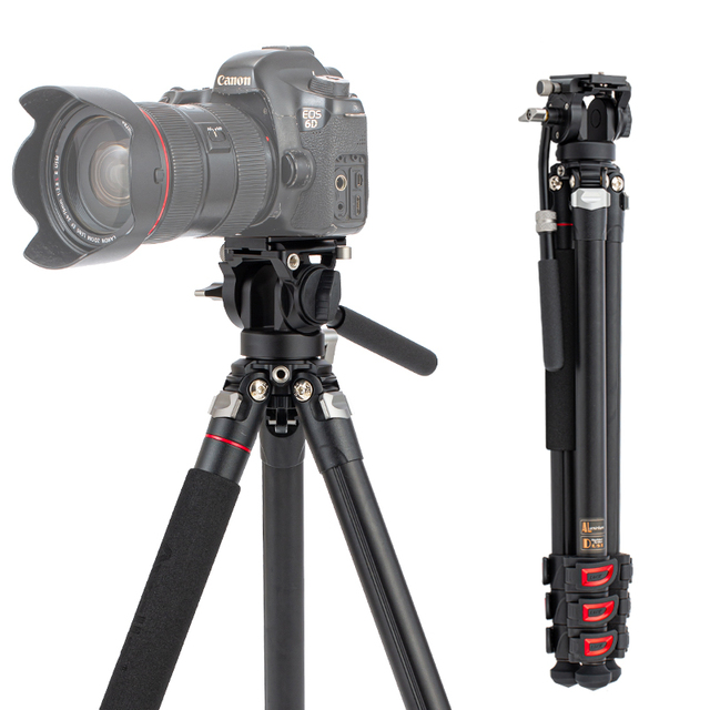 Cayer FP1480S2 New Arrival Lightweight Travel Camera Phone Tripod Stand with Mini Fluid Head Video Stand for Mobile Phones