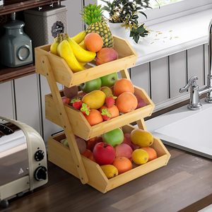 Grande cesto di frutta di bambù a 3 livelli supporto <span class=keywords><strong>moderno</strong></span> da cucina porta frutta porta pane verdure produrre casa di conservazione - Product Image 2