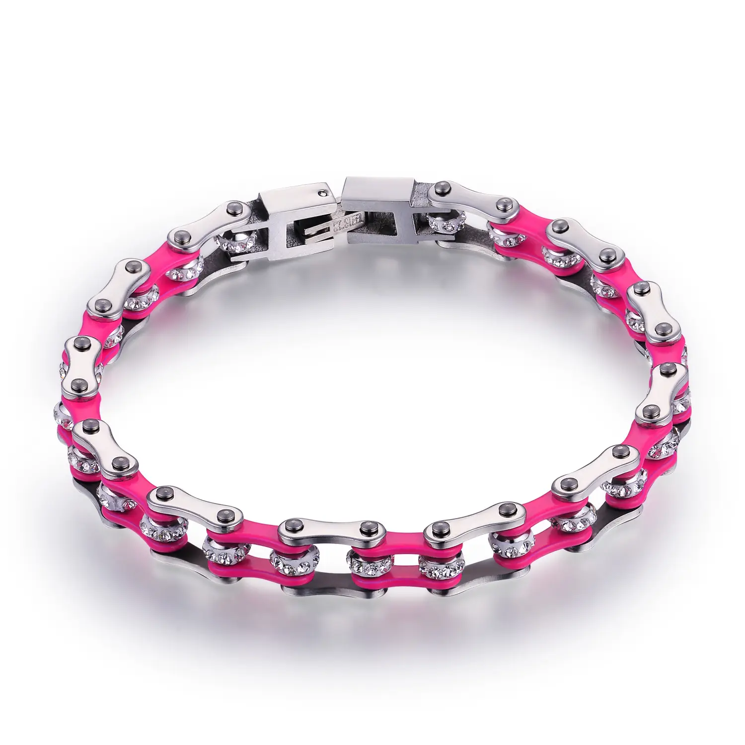 Rantai sepeda warna merah muda permen gelang pengendara motor tautan untuk hadiah Wanita Perhiasan