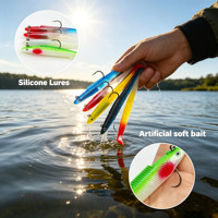 Kit de pêche avec leurres souples en silicone pré-montés, durables, pour la pêche au bar, au requin, au snapper en eau salée et en eau douce, pêche à la ligne flottante