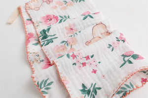 <span class=keywords><strong>Serviette</strong></span> pour bébé en coton mousseline à 4 couches, couverture pour nouveau-né, super douce, <span class=keywords><strong>serviette</strong></span> en tissu mousseline multifonction pour bébé avec bord brodé - Product Image 4