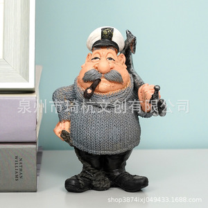 Juego de figuras de capitán y marinero, decoración de resina sintética para sala de estar, gabinete de oficina, 2 uds. - Product Image 3