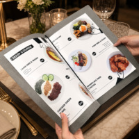 Couverture de menu personnalisée en cuir pour restaurant, mariage, banquet, bar, table, fête – Élégante, noire, grise, avec logo gravé – Vente en gros
