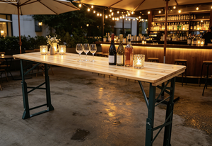 Trending Heavy Duty Fir Wood Top <strong>Folding</strong> Picnic <strong>Table</strong> <strong>Adjustable</strong> <strong>Heights</strong> Metal Frame Patio Dining <strong>Table</strong> for Camping - Product Image 5