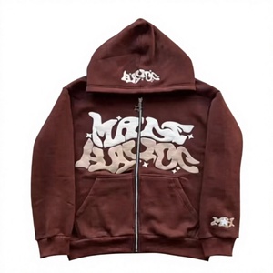 Sweat-shirt à capuche zippé unisexe, streetwear, impression 3D en relief, coupe ample, vêtements d'automne, 100% coton, tissu French Terry, manches régulières - Product Image 5