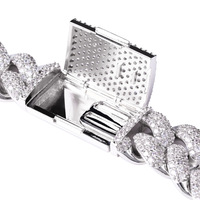NK19070001 Collier Hip-Hop en laiton pour hommes Nouveau 20mm Nez de cochon Miami Lock Chaîne cubaine Full Zircon Bijoux à maillons plaqués or