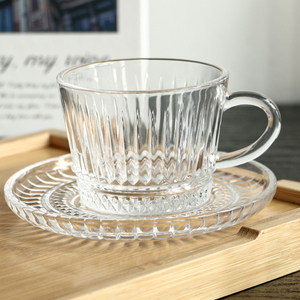Nordic all'ingrosso di vendita calda tazza di caffè di vetro con il piatto Set personalizzato ristorante casa moda tazza <span class=keywords><strong>da</strong></span> tè di vetro con piattino - Product Image 5