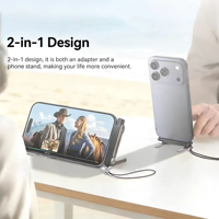 Cable de Carga Desmontable 2 en 1 y Soporte para Teléfono para Juegos, Oficina, Auto y Viajes, Juego de Soportes de Cable de Datos Tipo C de Aleación de Zinc, 1.2M