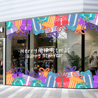 Autocollants statiques personnalisés pour fenêtres de Noël et de la veille de Noël, autocollants décoratifs pour vitres pour la décoration des vitrines de magasin