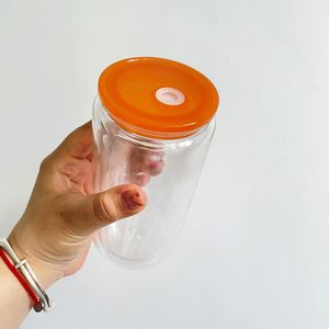 Tapa de plástico acrílica de repuesto colorida, a prueba de humedad, sin BPA, con logotipo personalizado, para latas de vidrio de 16 onzas - Product Image 4