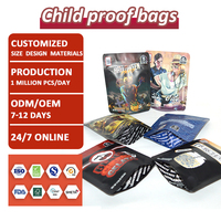 Großhandel 3,5g 7g 28g Geruchs sichere kinder sichere Reiß verschluss Mylar Taschen Kekse Süßigkeiten Kunststoff Lebensmittel verpackung Taschen