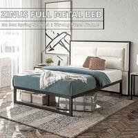 Cadre de lit plateforme réglable Abel Iron - Design moderne écologique et durable, taille double, aucun sommier tapissier nécessaire, montage facile