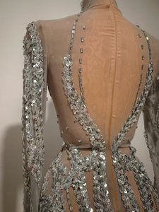 Novance Y5428 Abito da Club Trendy con Strass Argentati e Paillettes Lucide, <span class=keywords><strong>Vestito</strong></span> da Cocktail Elegante e Formale, Costume da Palcoscenico - Product Image 6